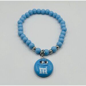 Blue Beaded Bracelet with Charm